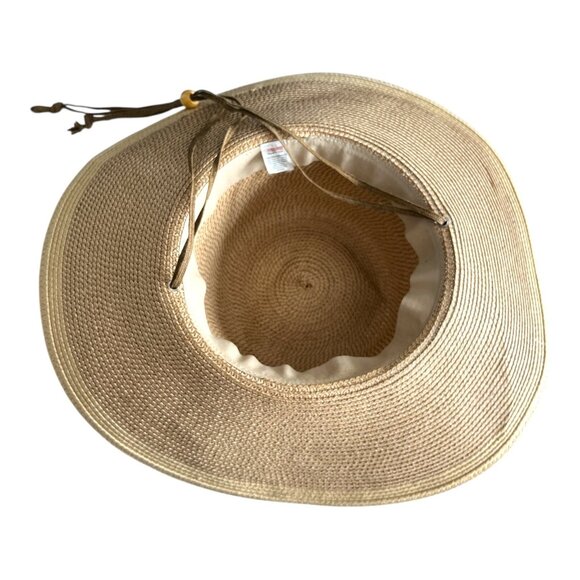 Midwest Gloves & Gear Wide Brim Sun Hat Tan Packable Straw Style 16” Diameter, 8 - Picture 3 of 4